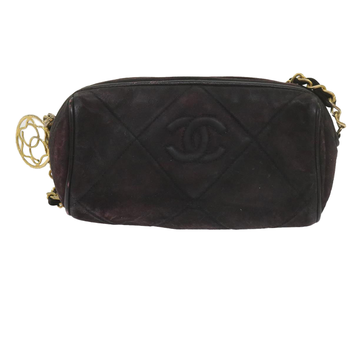 CHANEL Chain Shoulder Bag Suede Purple CC Auth bs10550