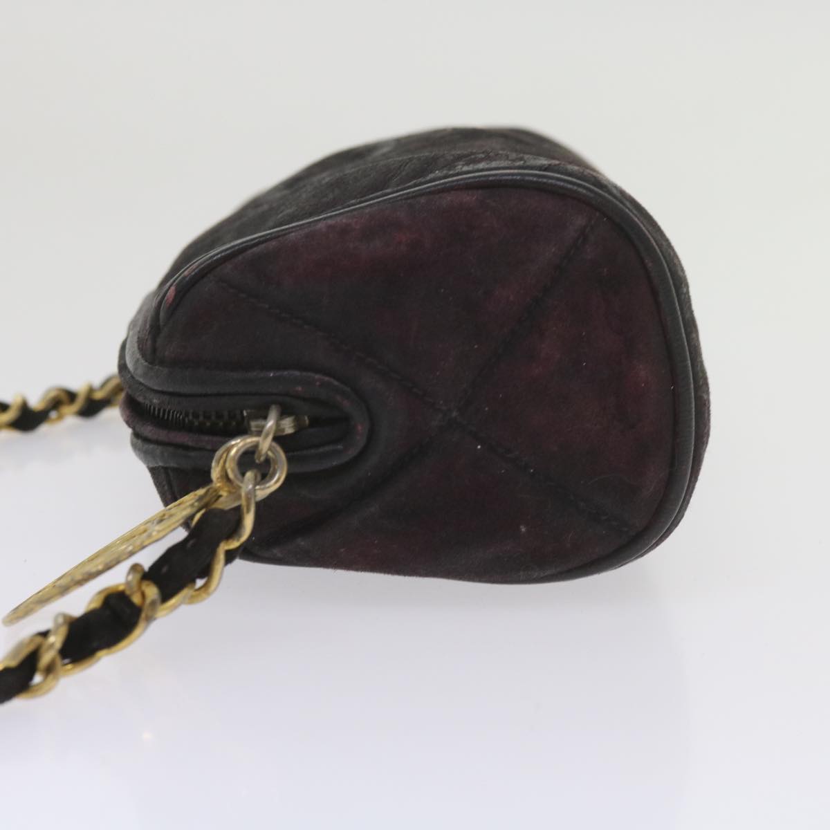 CHANEL Chain Shoulder Bag Suede Purple CC Auth bs10550