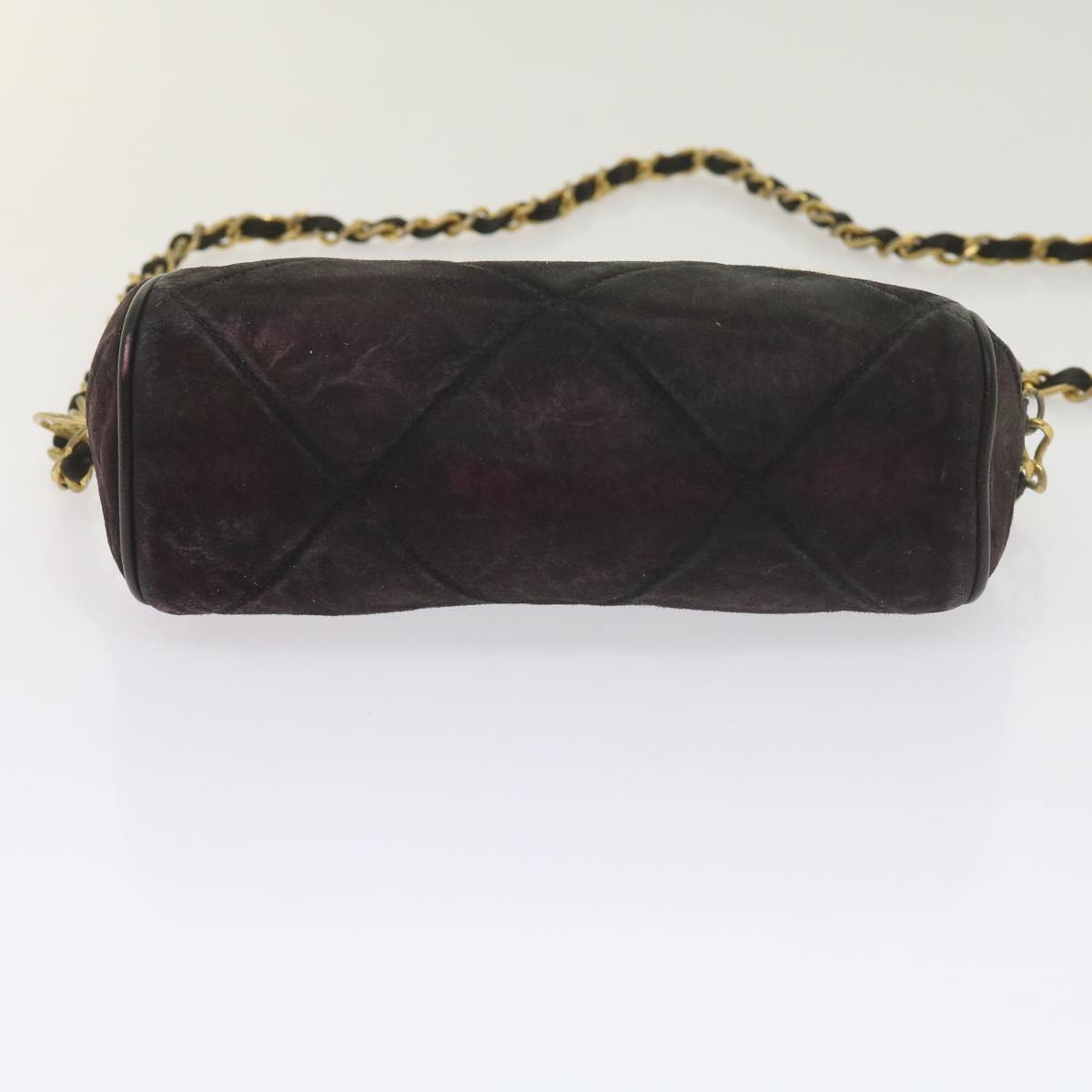 CHANEL Chain Shoulder Bag Suede Purple CC Auth bs10550