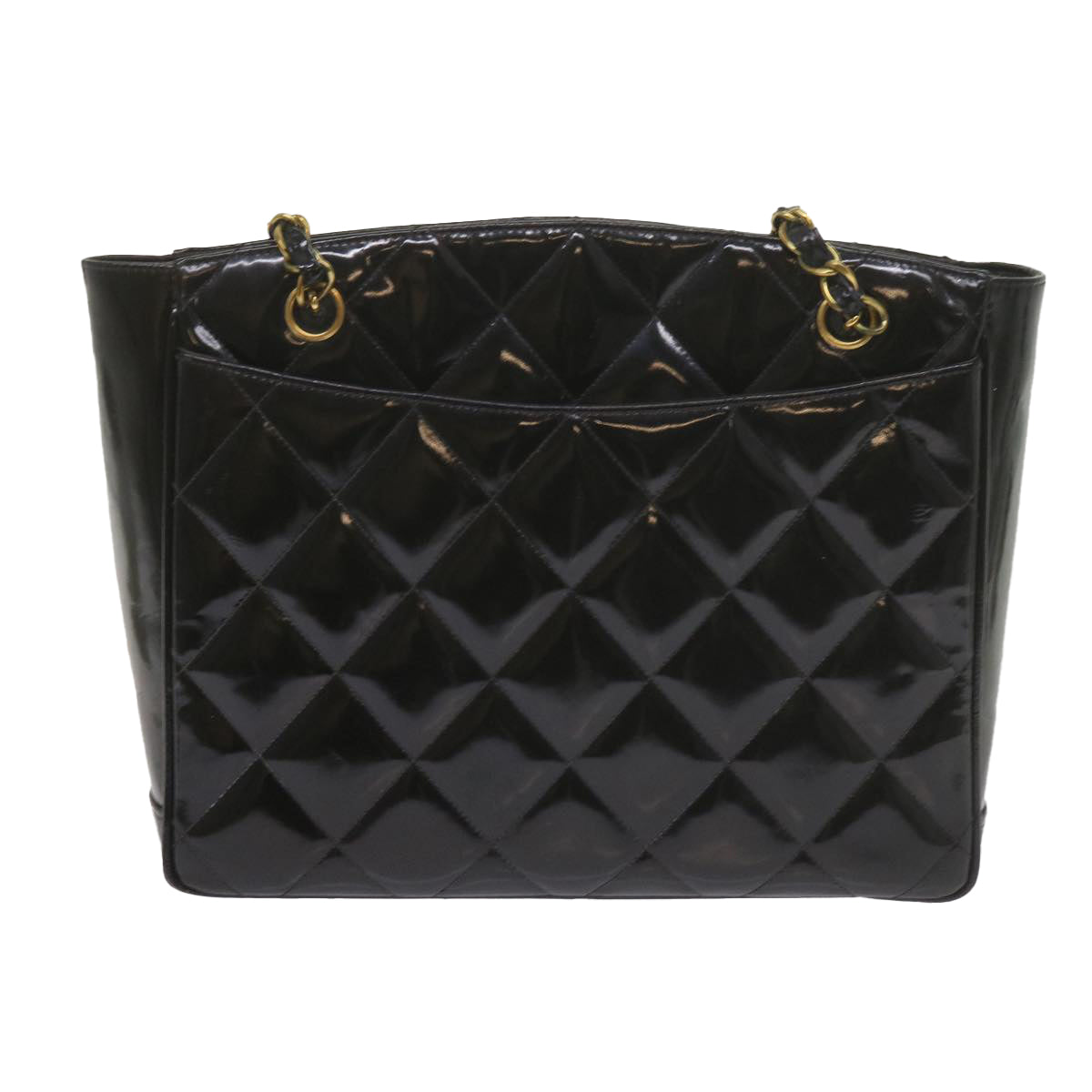 CHANEL Matelasse Chain Shoulder Bag Patent leather Black CC Auth bs10554 - 0