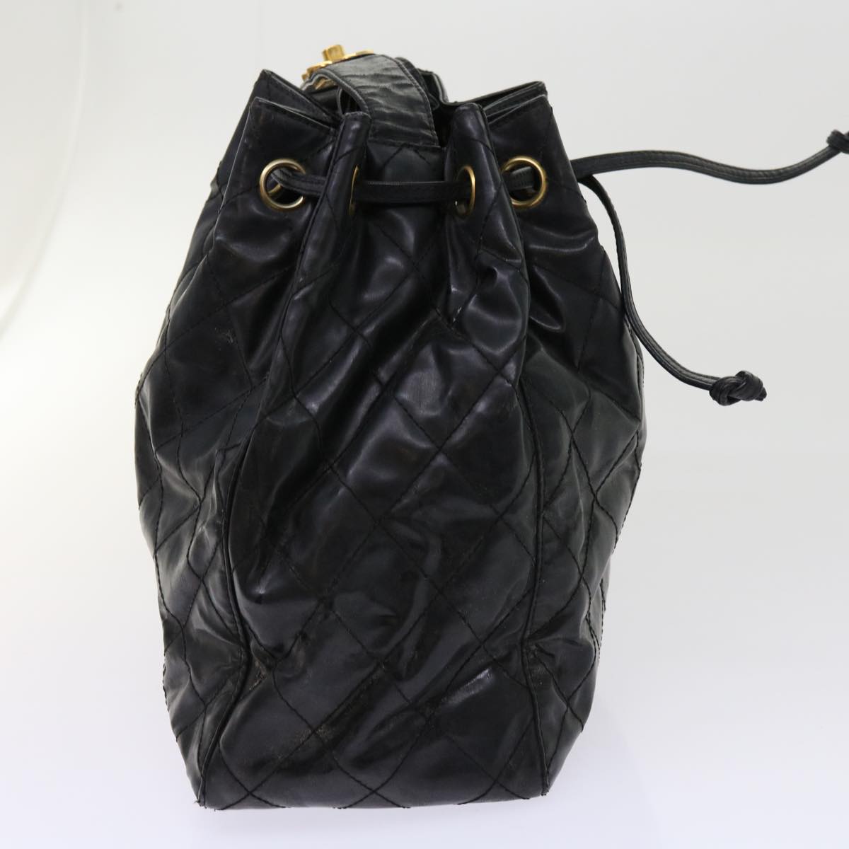 CHANEL Matelasse Shoulder Bag Patent leather Black CC Auth bs10560