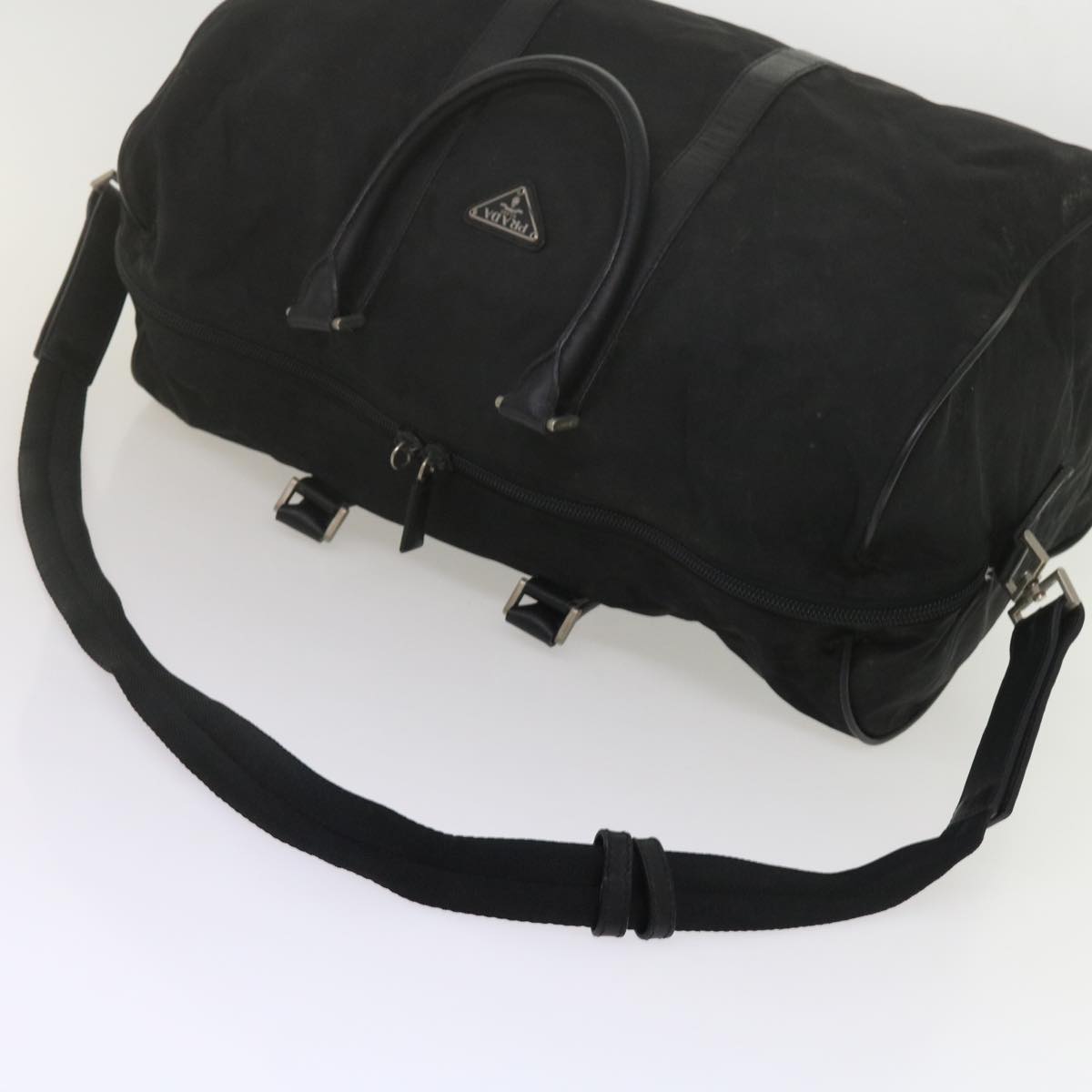 PRADA Boston Bag Nylon 2way Black Auth bs10573