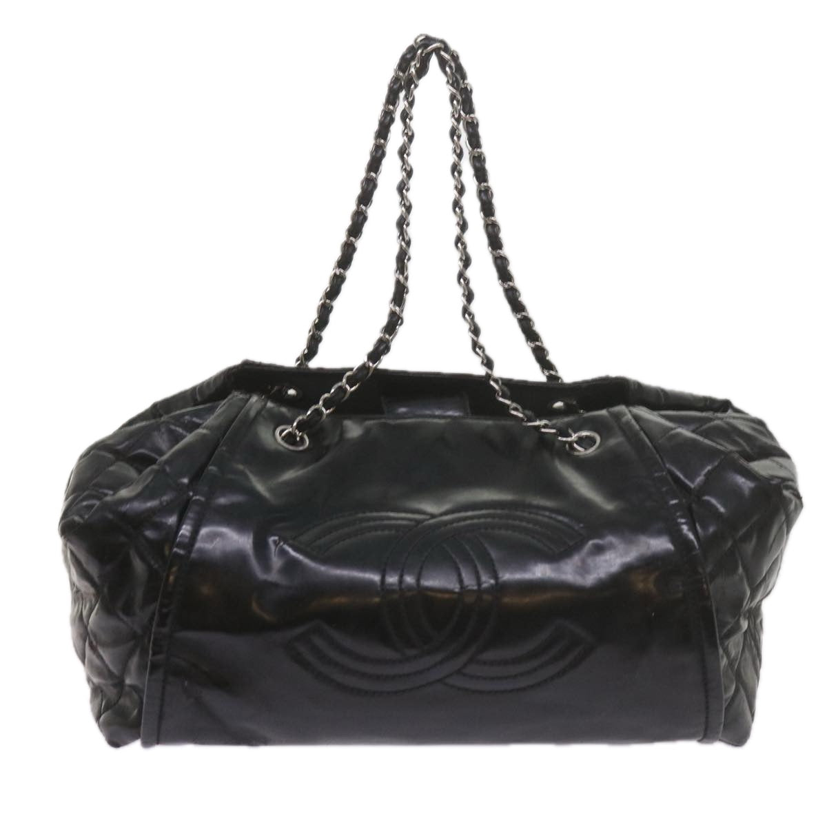 CHANEL Chain Shoulder Bag Patent leather Black CC Auth bs10600