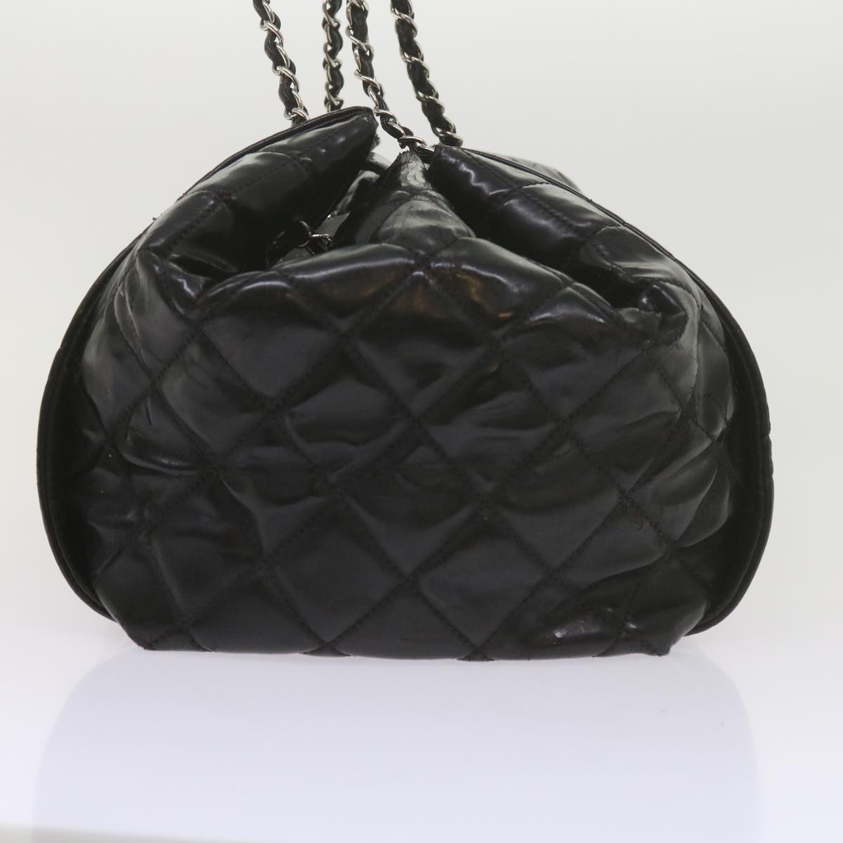 CHANEL Chain Shoulder Bag Patent leather Black CC Auth bs10600