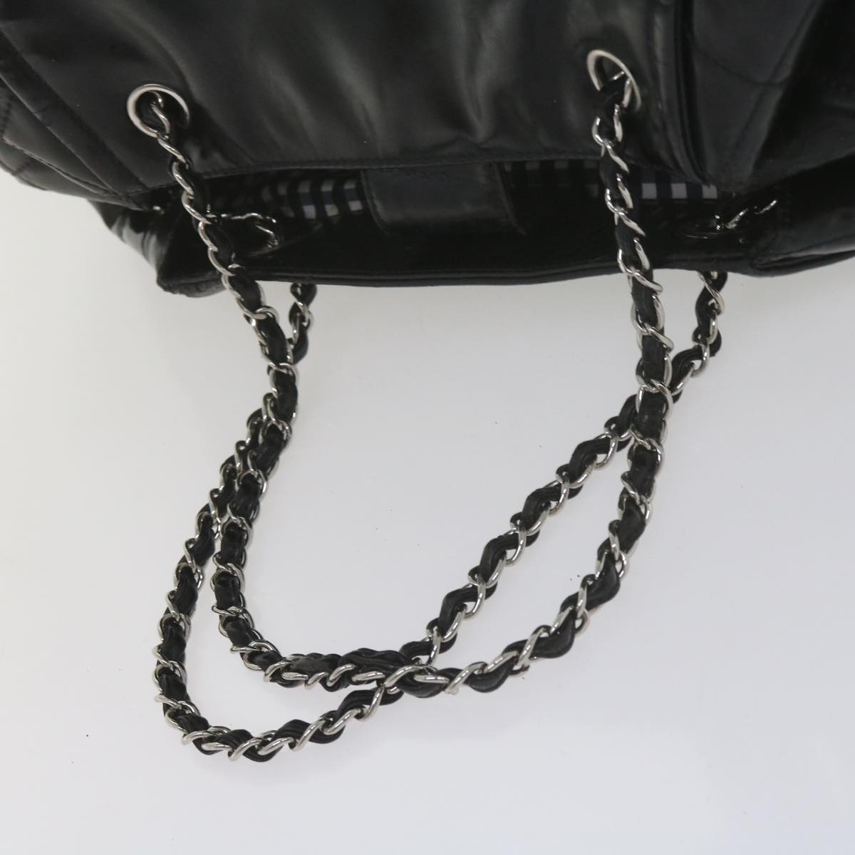 CHANEL Chain Shoulder Bag Patent leather Black CC Auth bs10600