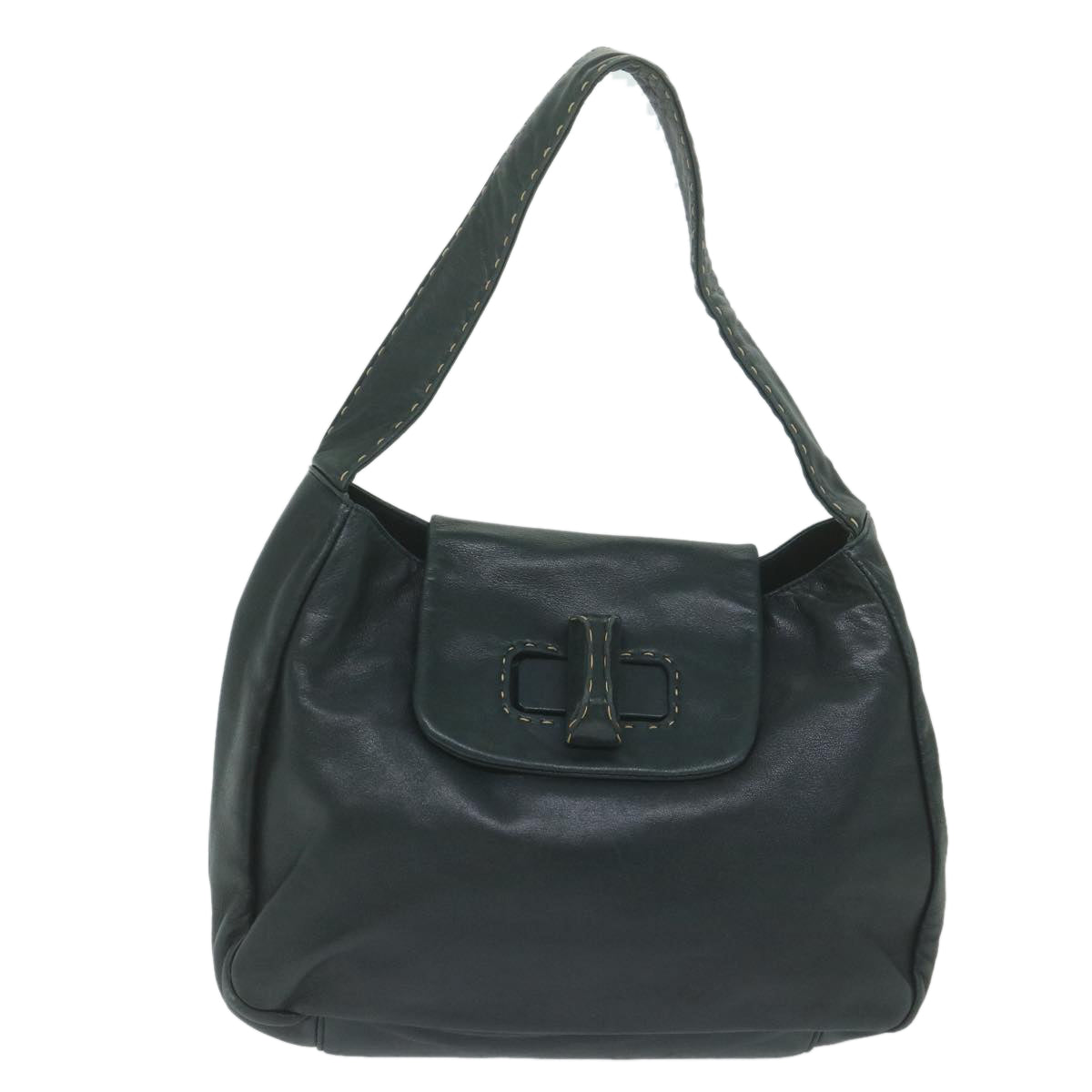 PRADA Shoulder Bag Leather Green Auth bs10606 - 0