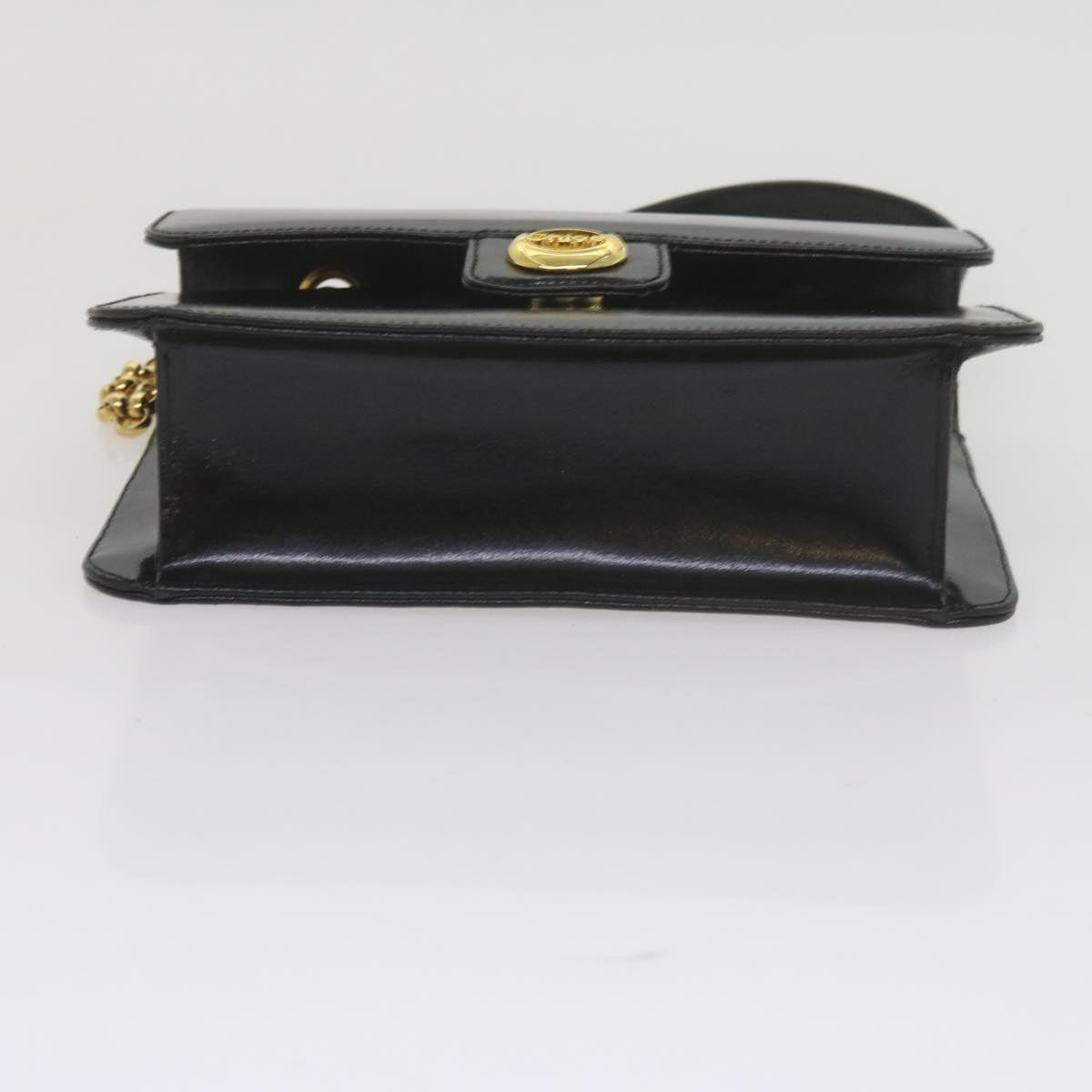 Chloe Chain Shoulder Bag Leather Black Auth bs10630