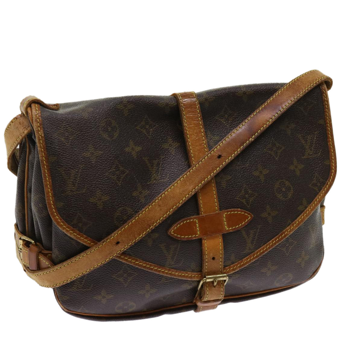 LOUIS VUITTON Monogram Saumur 30 Shoulder Bag M42256 LV Auth bs10650