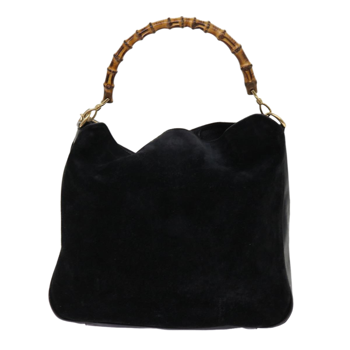 GUCCI Bamboo Shoulder Bag Suede 2way Black Auth bs10663 - 0