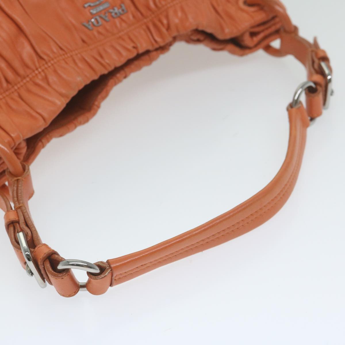 PRADA Shoulder Bag Leather Orange Auth bs10682