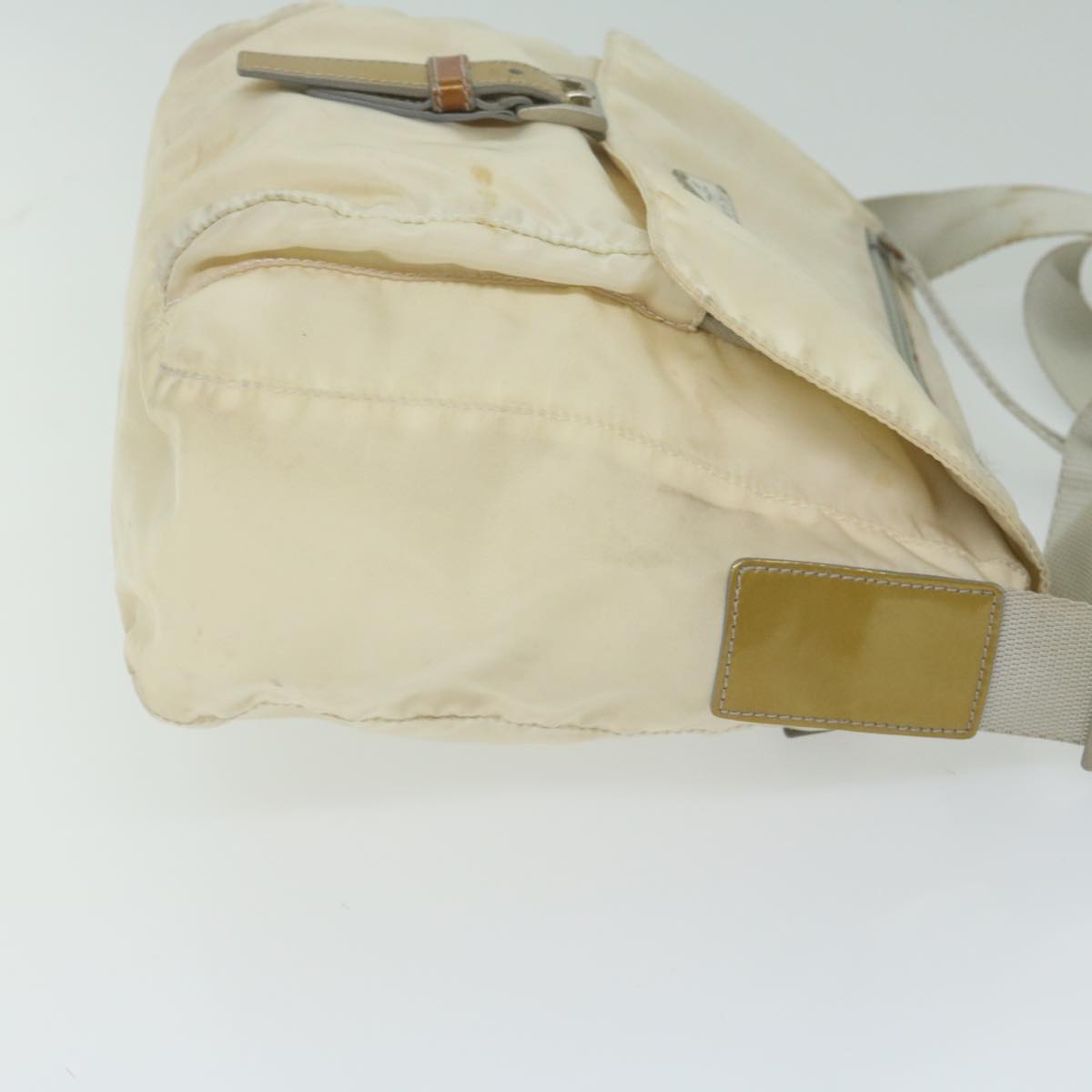 PRADA Shoulder Bag Nylon White Auth bs10683