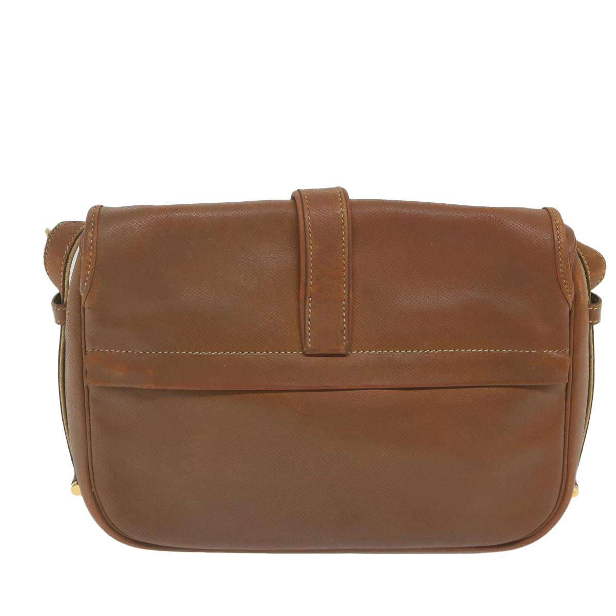 HERMES Noumea Shoulder Bag Leather Brown Auth bs10684 - 0