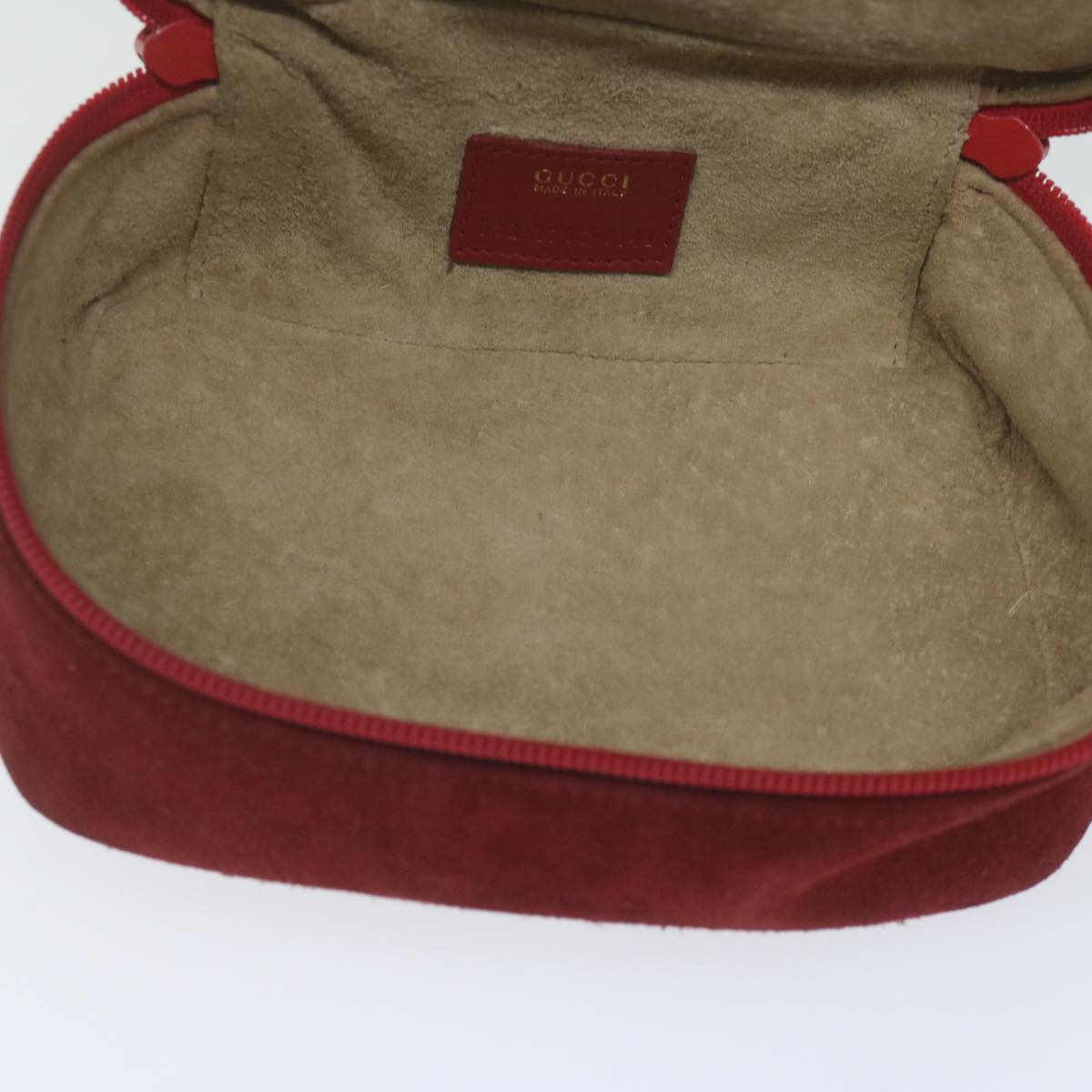 GUCCI Vanity Cosmetic Pouch Suede Red 032 1705 0141 Auth bs10687