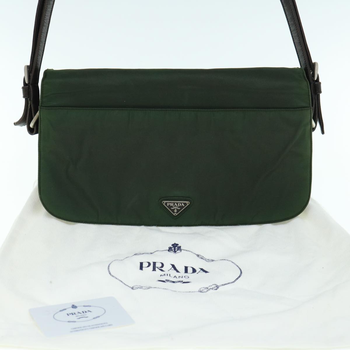 PRADA Shoulder Bag Nylon Green Auth bs10692