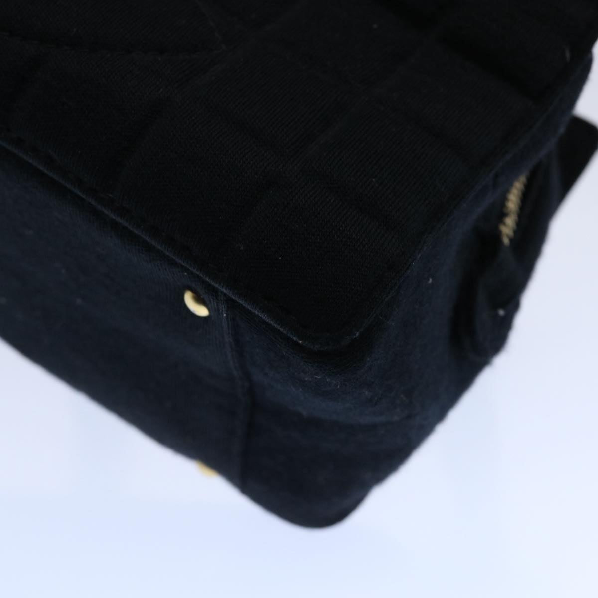 CHANEL Choco Bar Chain Shoulder Bag Cotton Black CC Auth bs10700