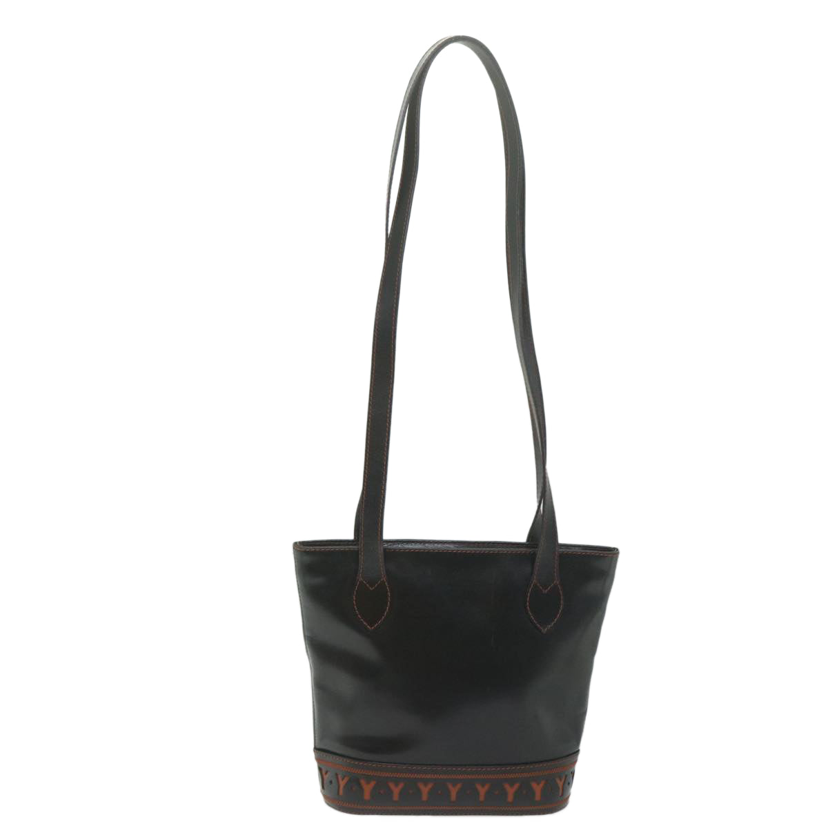 SAINT LAURENT Shoulder Bag Leather Black Auth bs10709 - 0