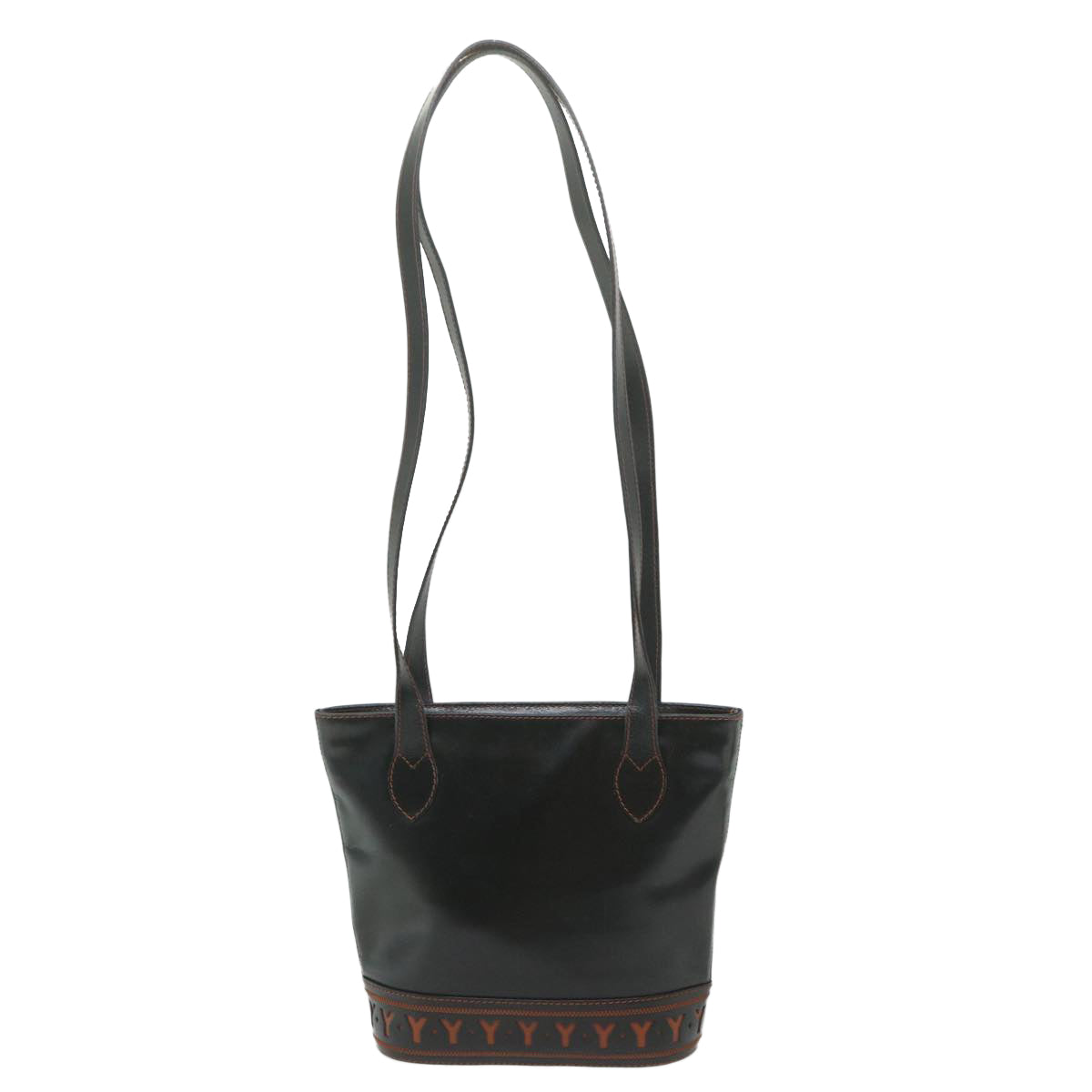 SAINT LAURENT Shoulder Bag Leather Black Auth bs10709