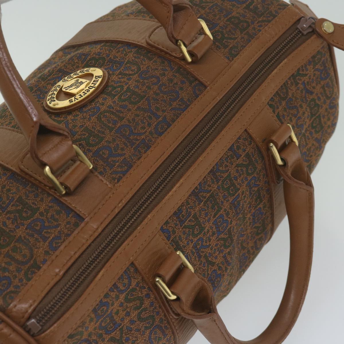 Burberrys Hand Bag Canvas Brown Auth bs10724