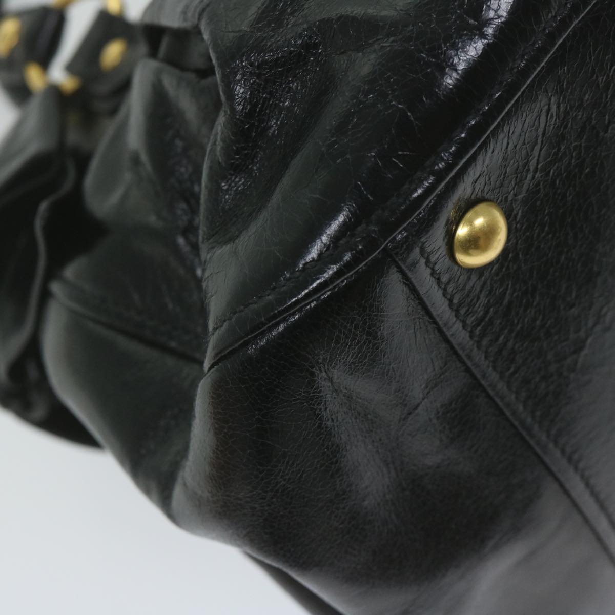Miu Miu Hand Bag Leather 2way Black Auth bs10725