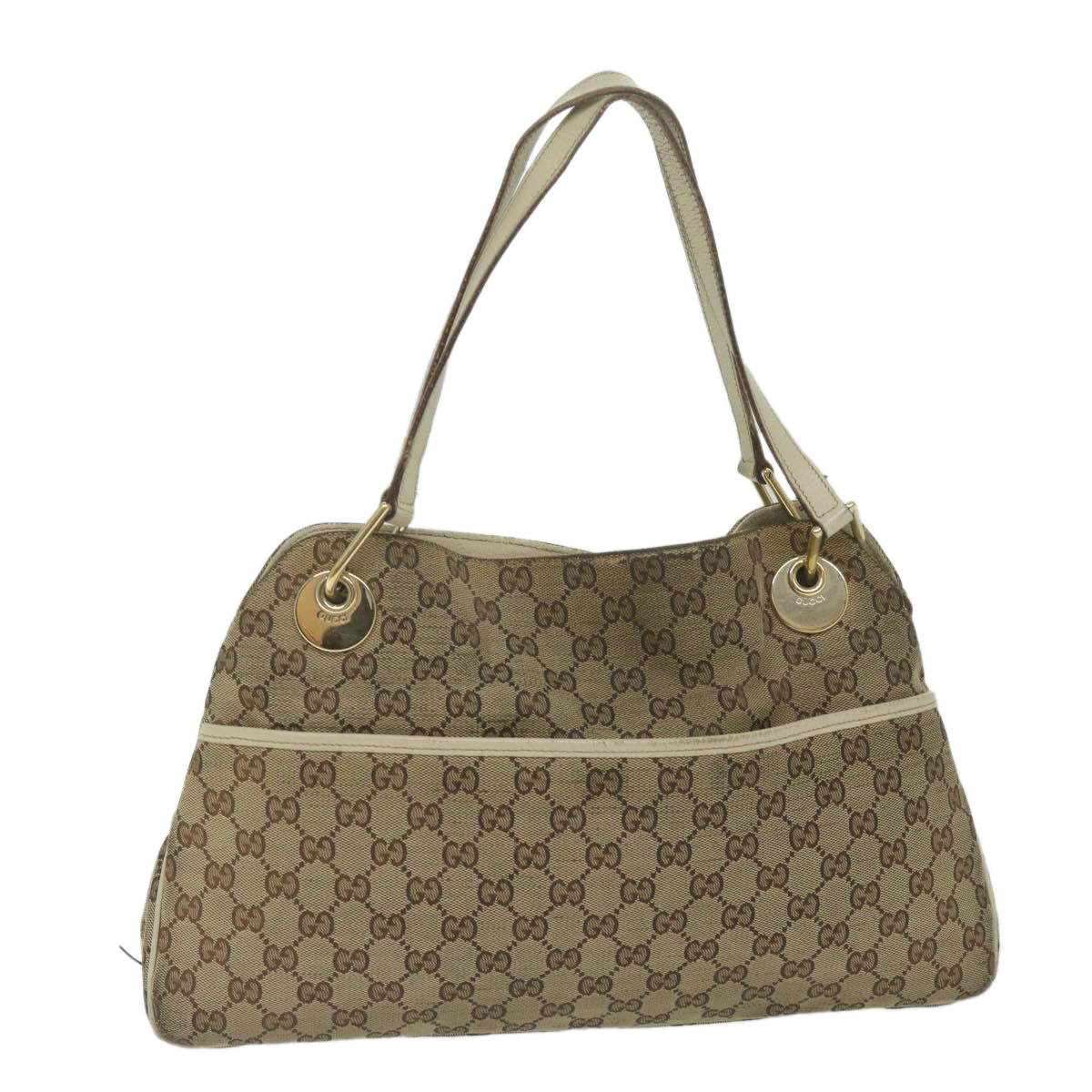 GUCCI GG Canvas Shoulder Bag Beige 121023 Auth bs10730