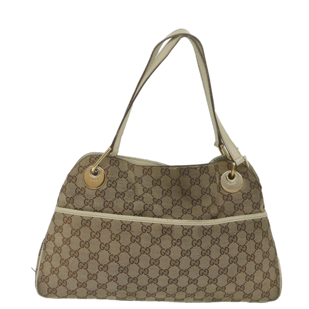 GUCCI GG Canvas Shoulder Bag Beige 121023 Auth bs10730