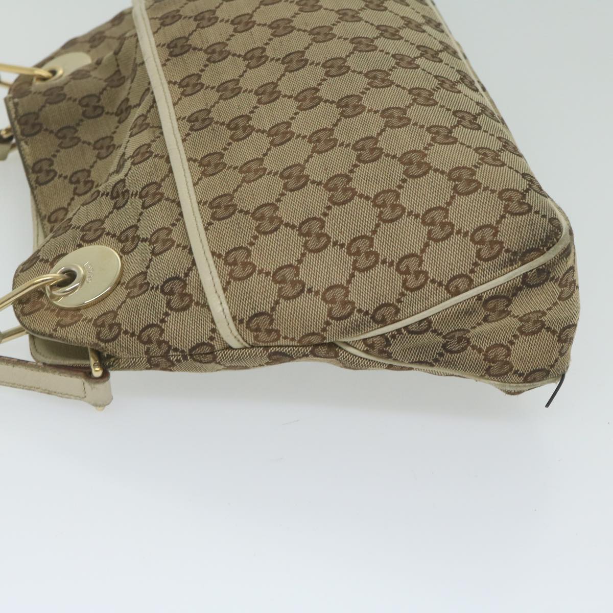 GUCCI GG Canvas Shoulder Bag Beige 121023 Auth bs10730