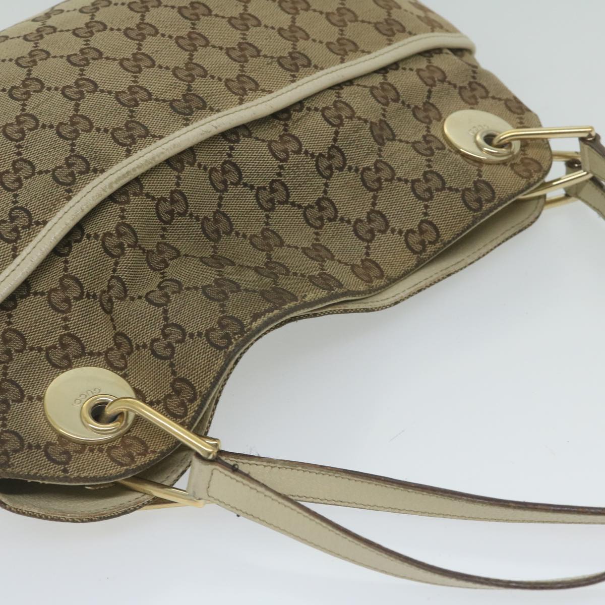 GUCCI GG Canvas Shoulder Bag Beige 121023 Auth bs10730