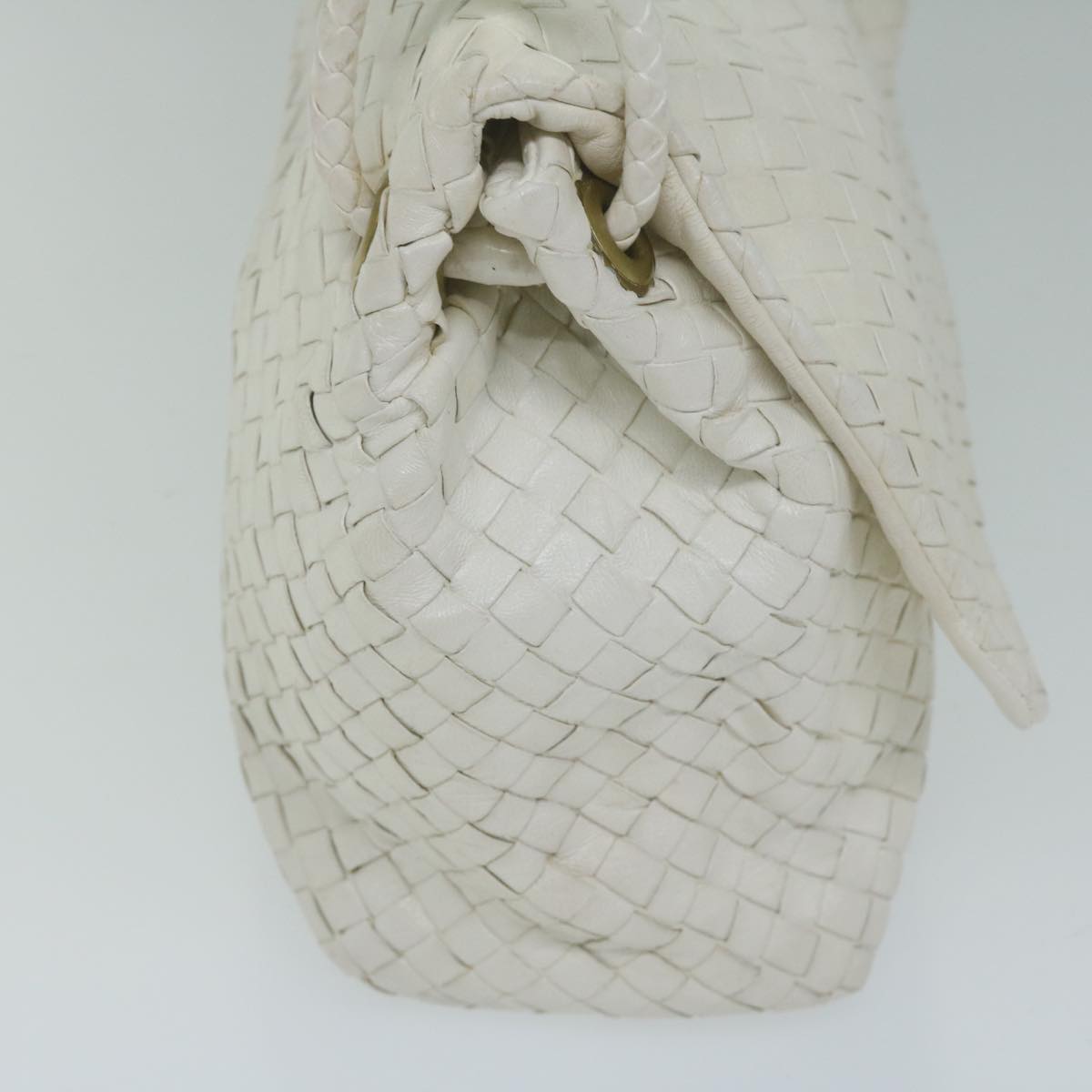BOTTEGAVENETA INTRECCIATO Shoulder Bag Leather White Auth bs10754