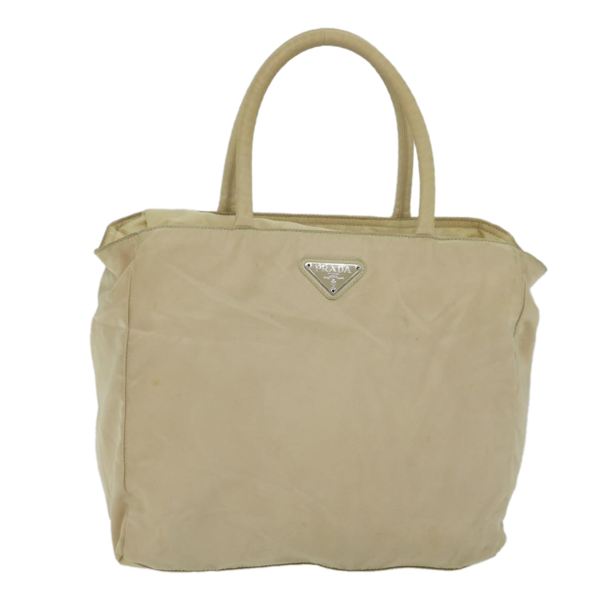 PRADA Hand Bag Nylon Beige Auth bs10756 - 0