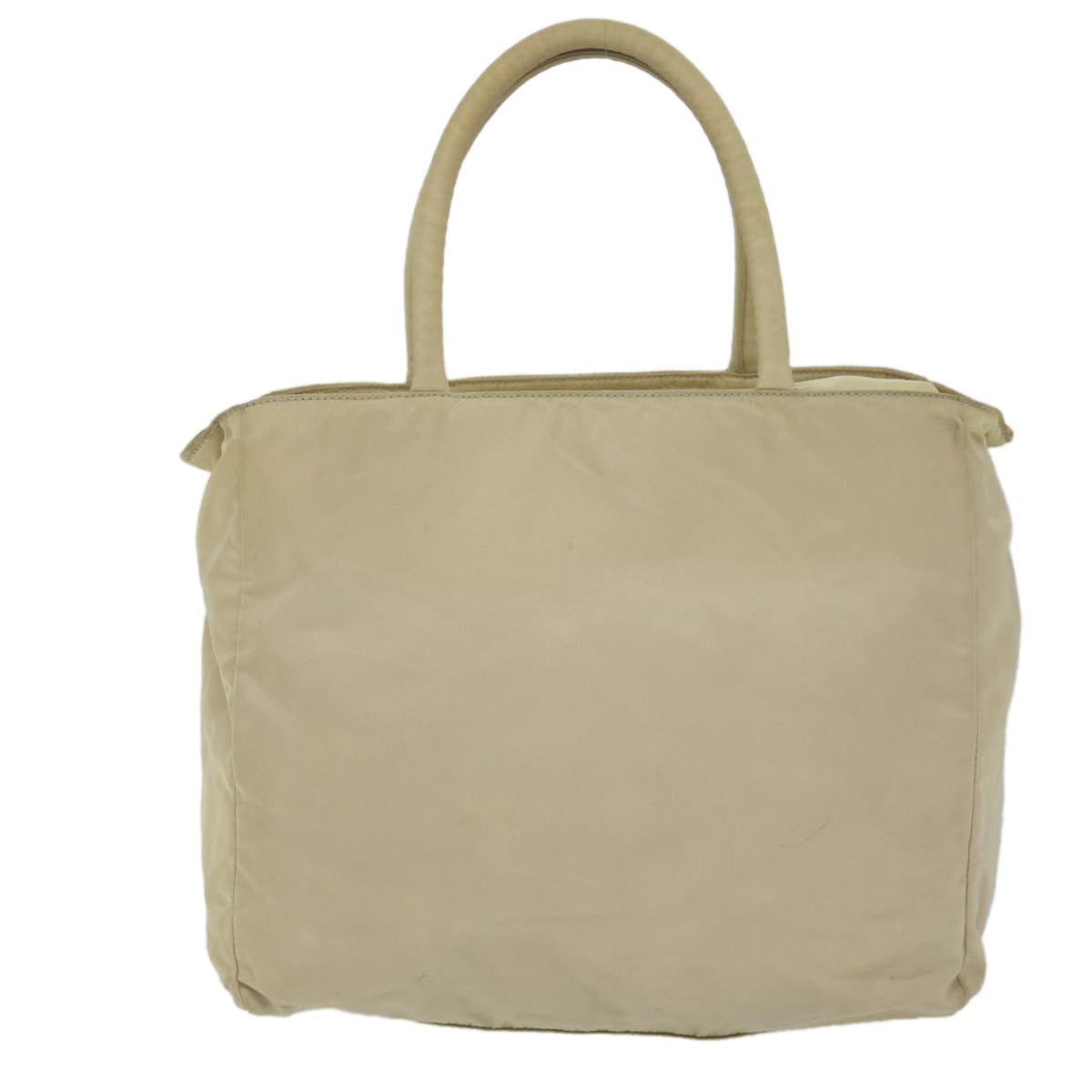 PRADA Hand Bag Nylon Beige Auth bs10756