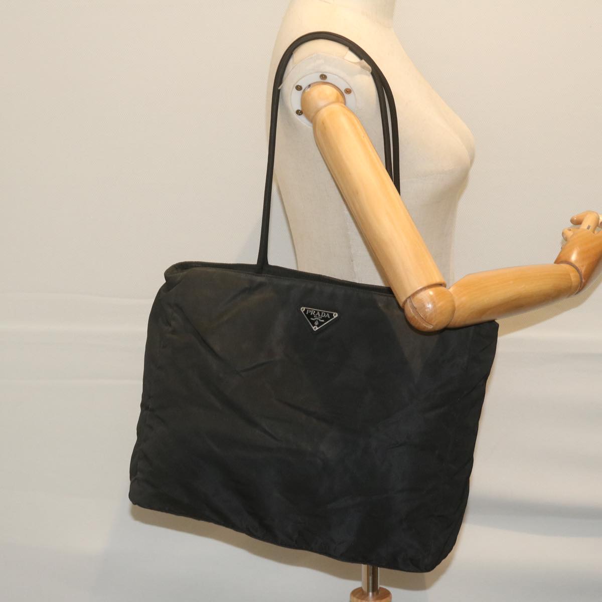 PRADA Tote Bag Nylon Black Auth bs10759