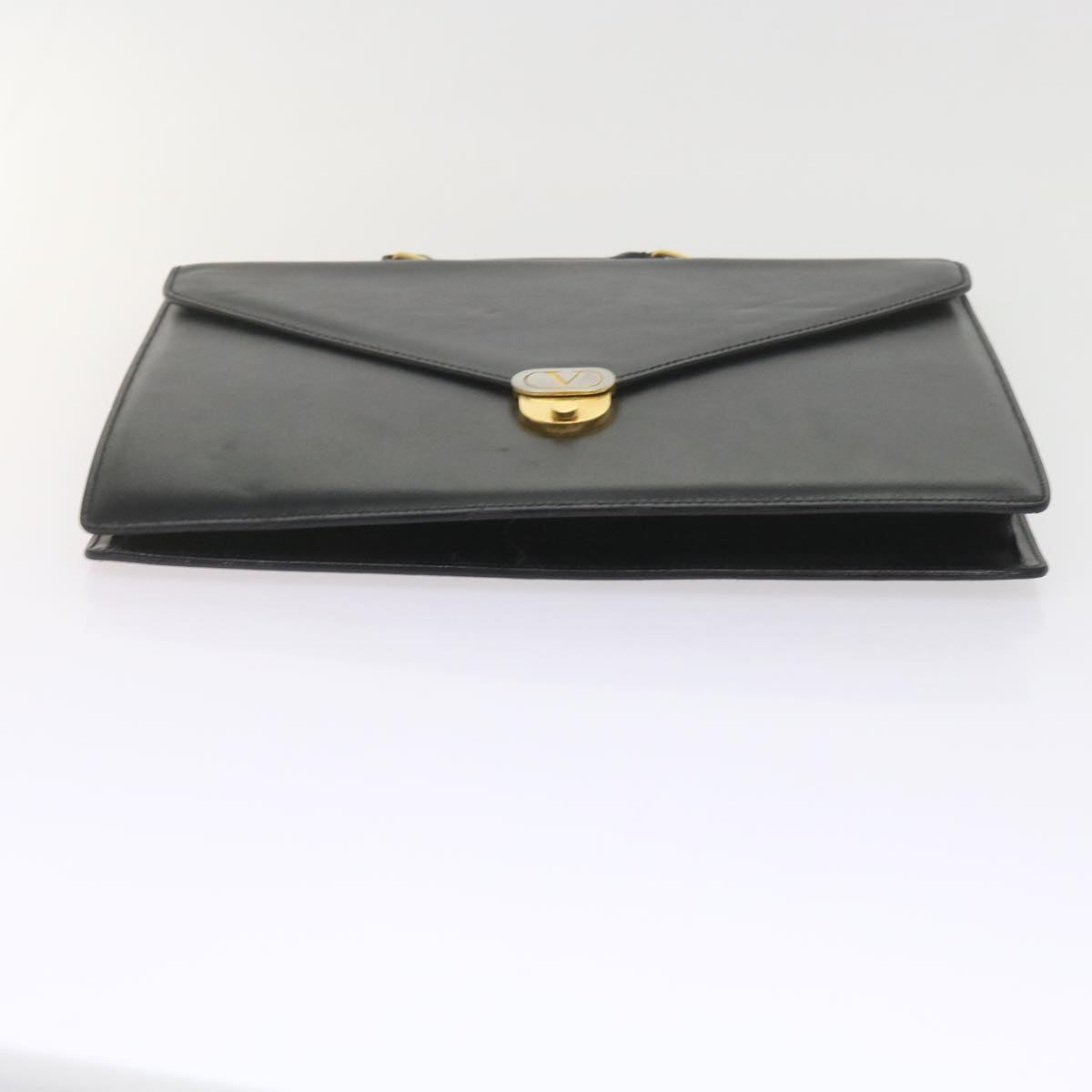 VALENTINO Business Bag Leather Black Auth bs10775