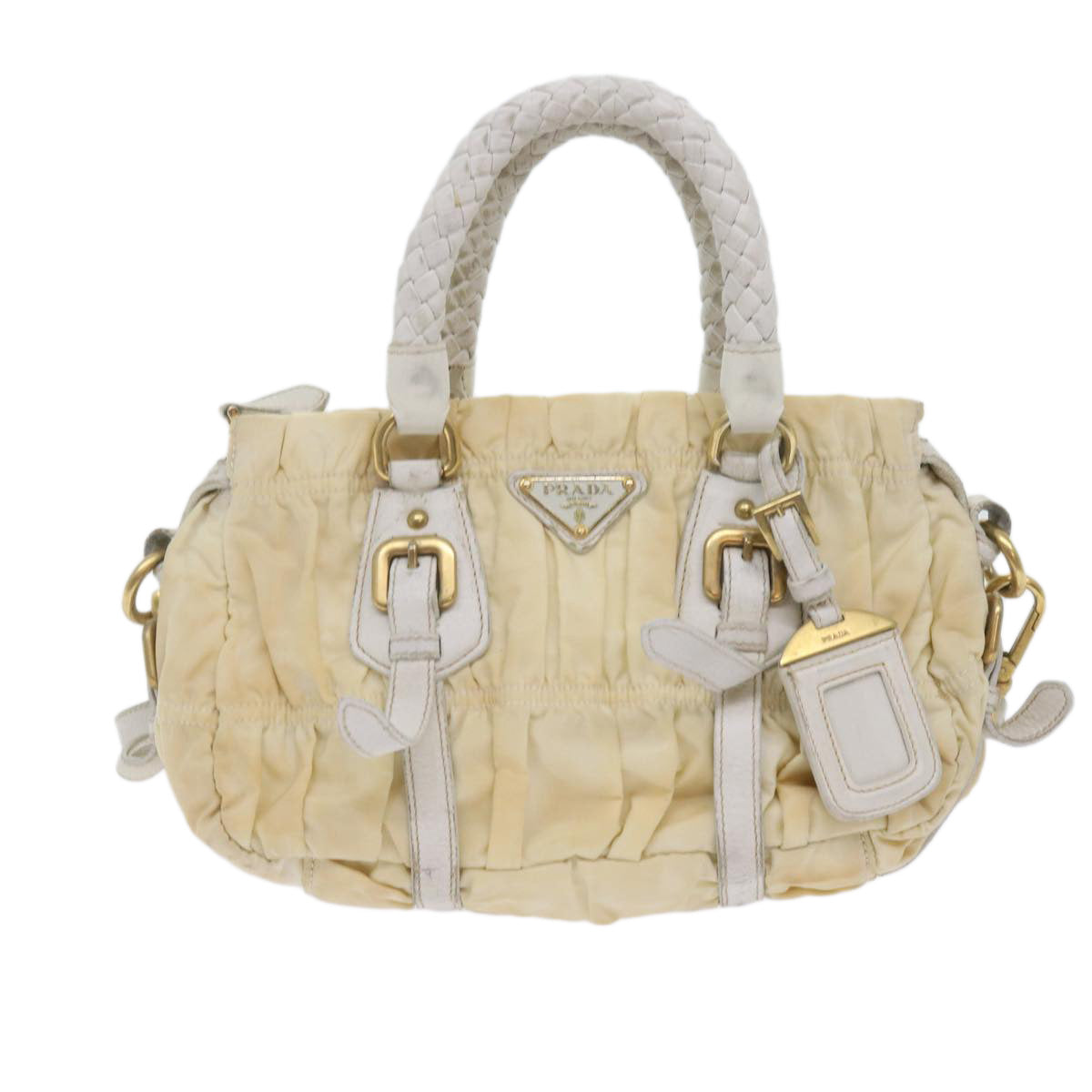 PRADA Hand Bag Nylon 2way White Auth bs10794