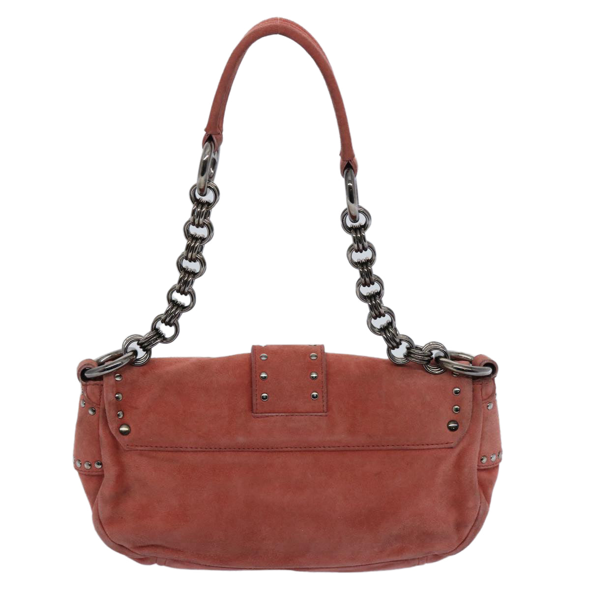 PRADA Chain Shoulder Bag Suede Red Auth bs10796 - 0