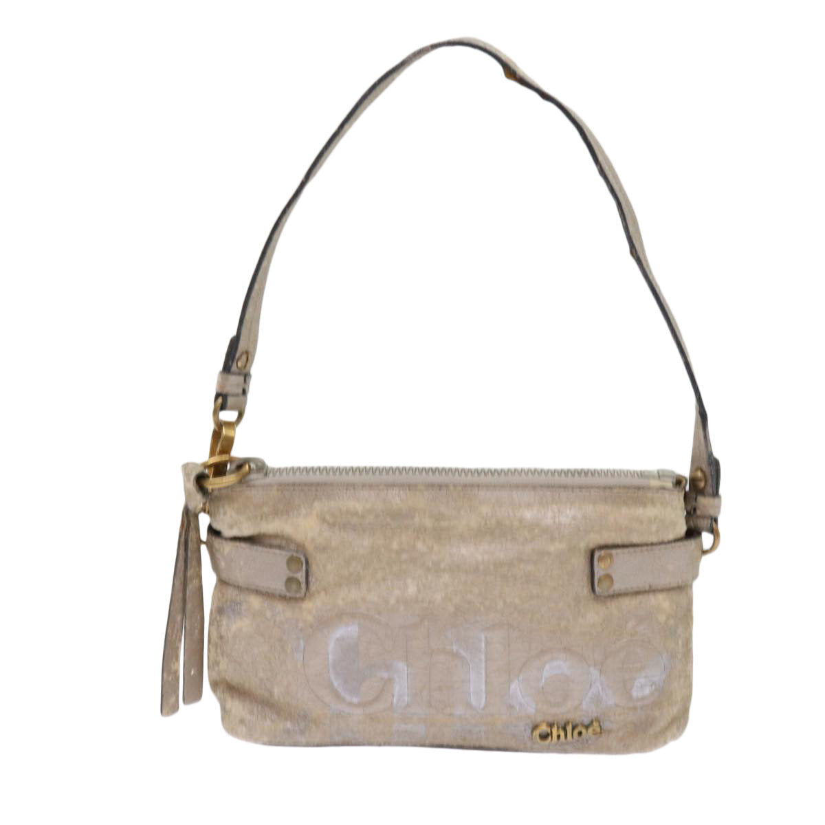 Chloe Shoulder Bag Leather Silver 02-09-51-595 Auth bs10805