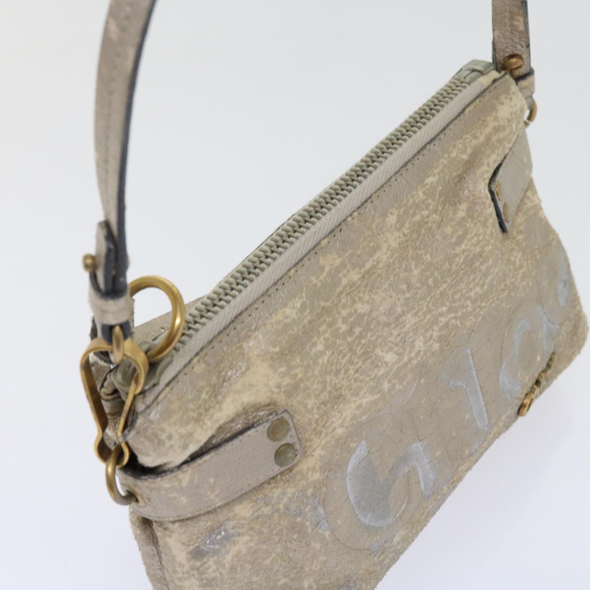 Chloe Shoulder Bag Leather Silver 02-09-51-595 Auth bs10805