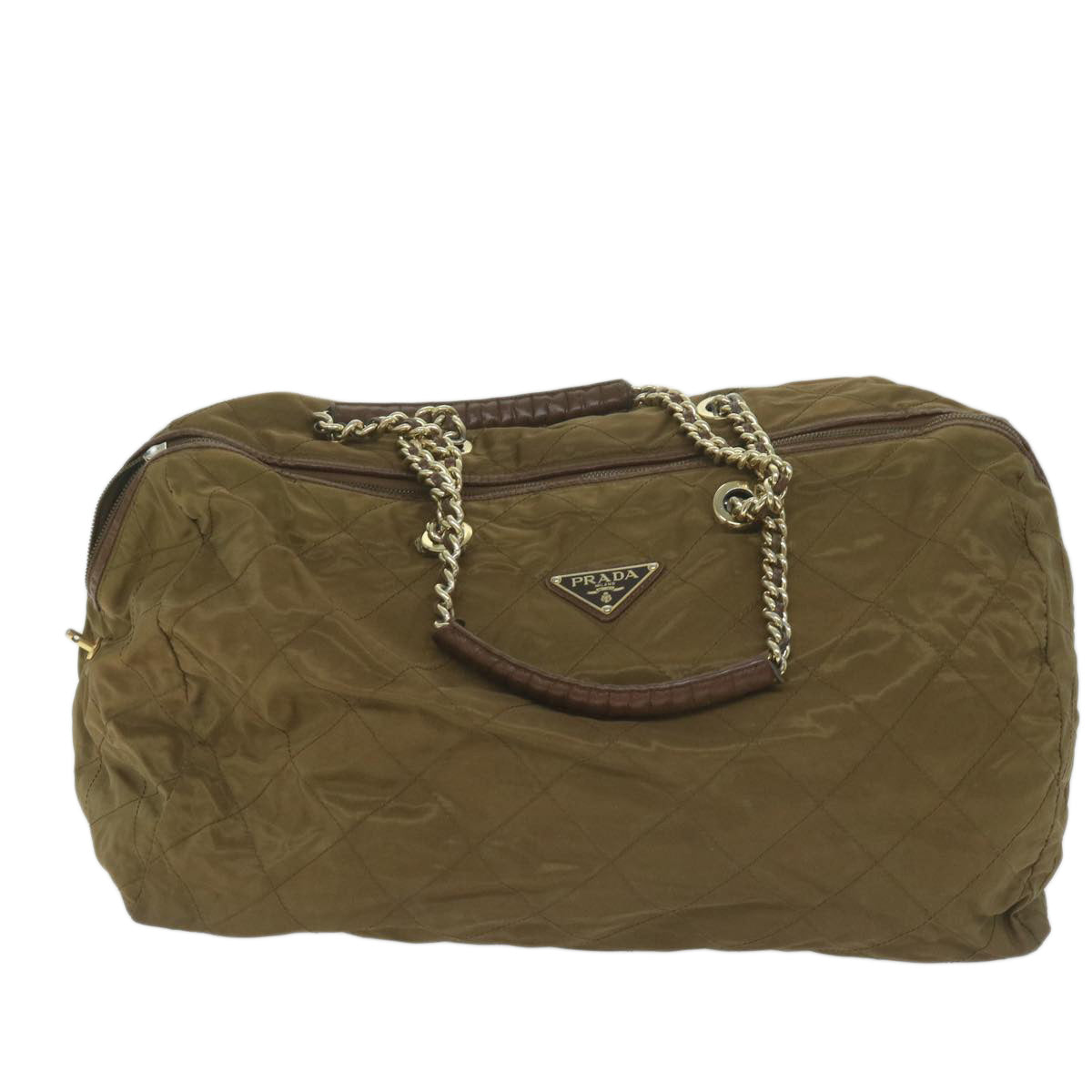 PRADA Waist bag Boston Bag Nylon 2Set Brown Gray Auth bs10812 - 0