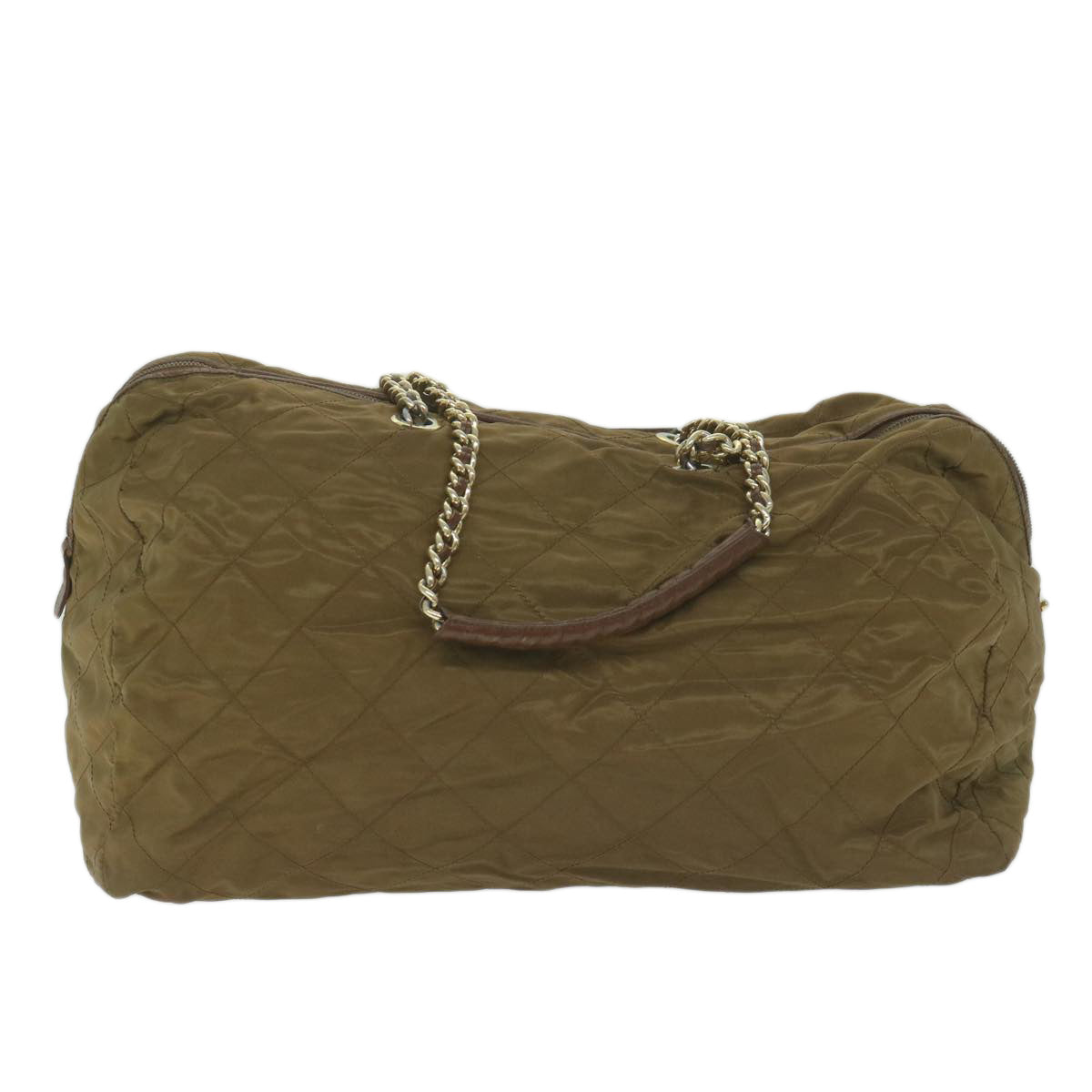 PRADA Waist bag Boston Bag Nylon 2Set Brown Gray Auth bs10812