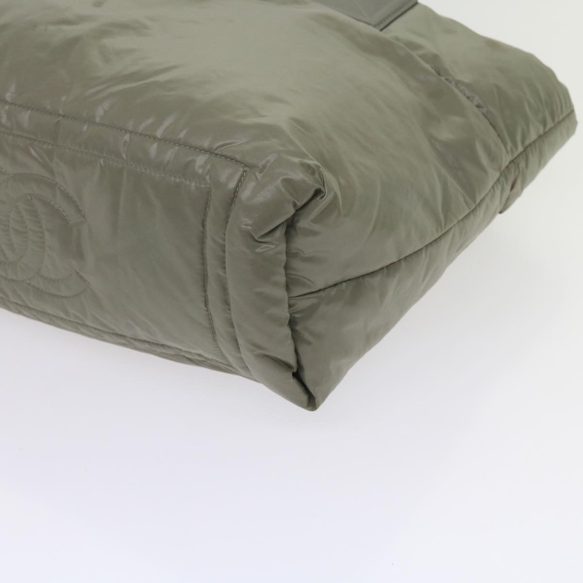 CHANEL Cococoon Shoulder Bag Nylon Gray CC Auth bs10830