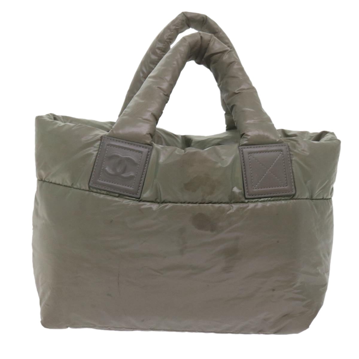 CHANEL Cococoon Shoulder Bag Nylon Gray CC Auth bs10830