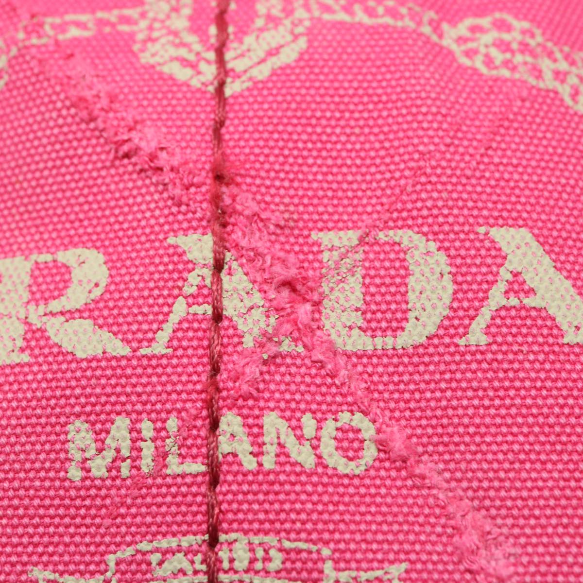 PRADA Canapa PM Hand Bag Canvas Pink Auth bs10835 - 0