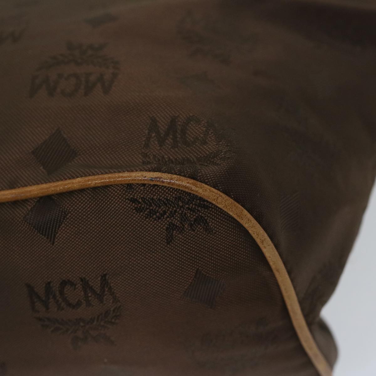 MCM Vicetos Logogram Hand Bag Nylon Brown Auth bs10837