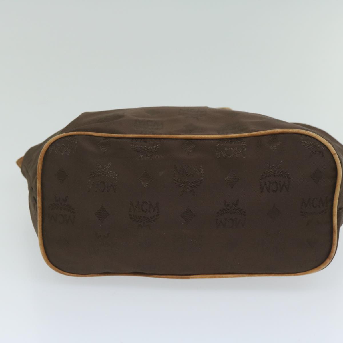 MCM Vicetos Logogram Hand Bag Nylon Brown Auth bs10837