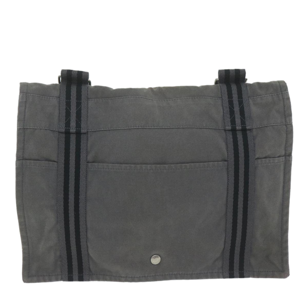 HERMES Bathas Shoulder Bag Canvas Gray Auth bs10852 - 0
