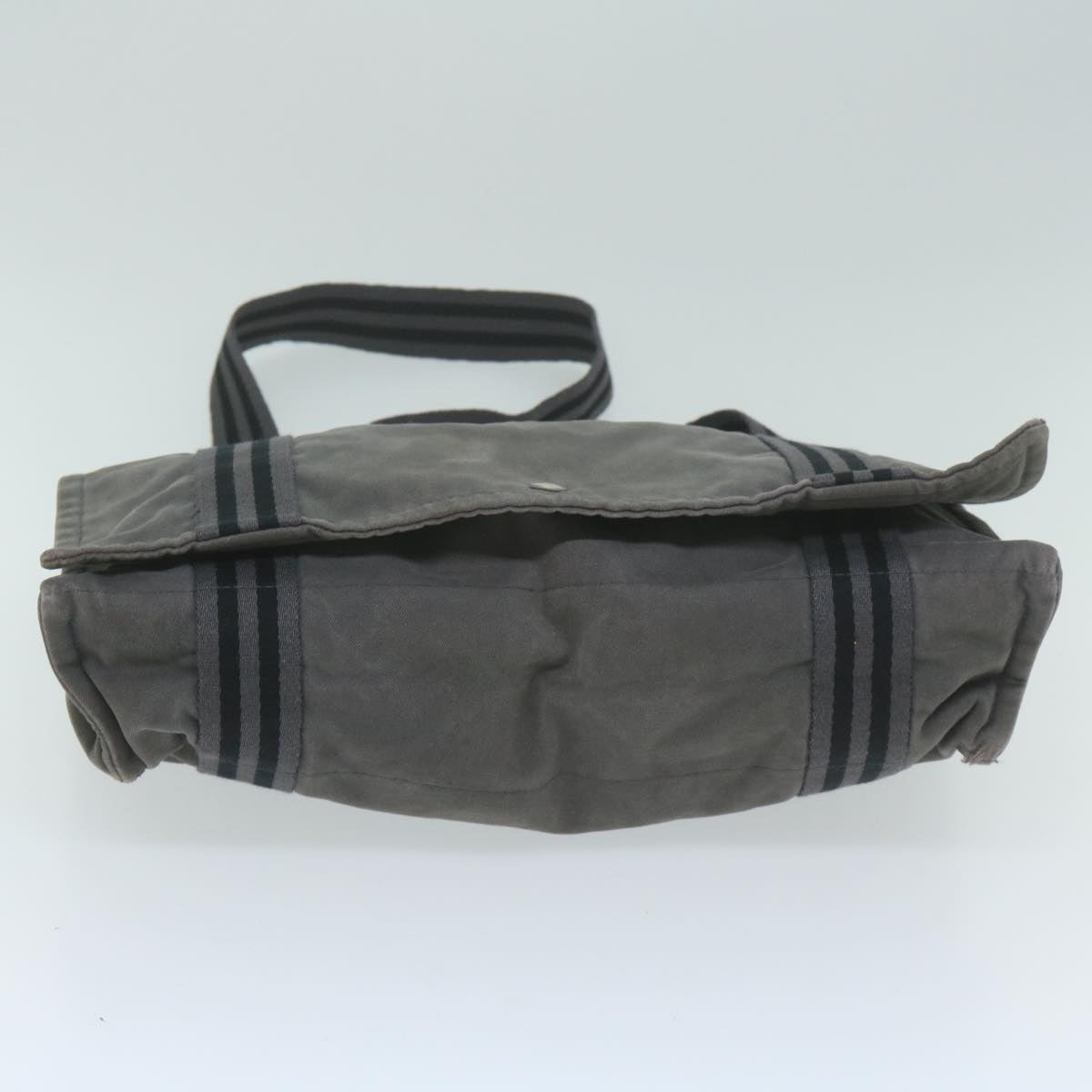 HERMES Bathas Shoulder Bag Canvas Gray Auth bs10852