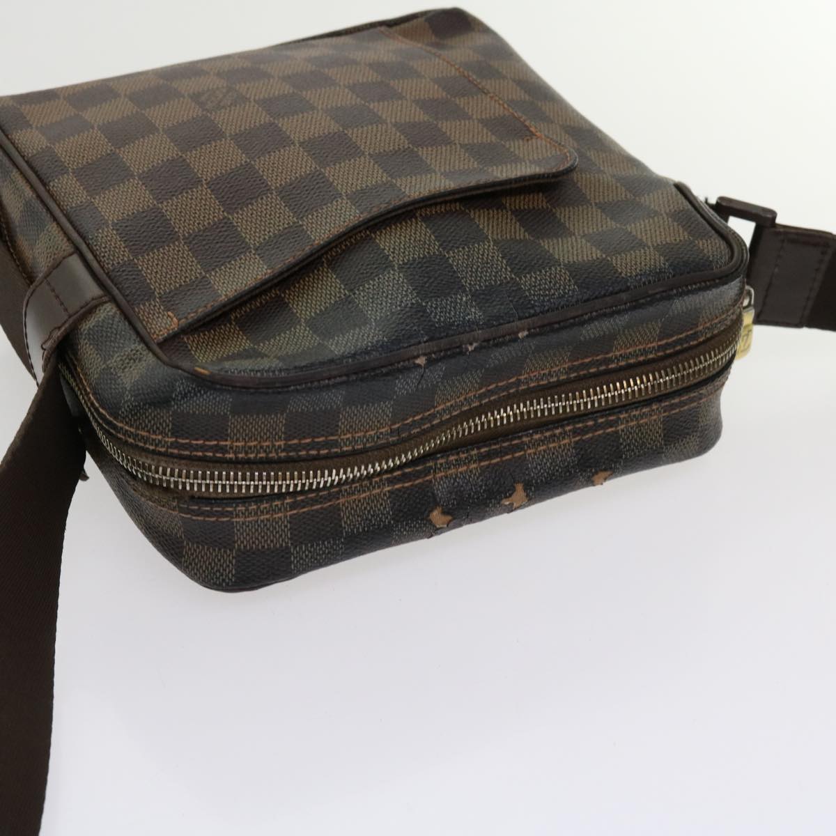 LOUIS VUITTON Damier Ebene Olaf PM Shoulder Bag N41442 LV Auth bs10853