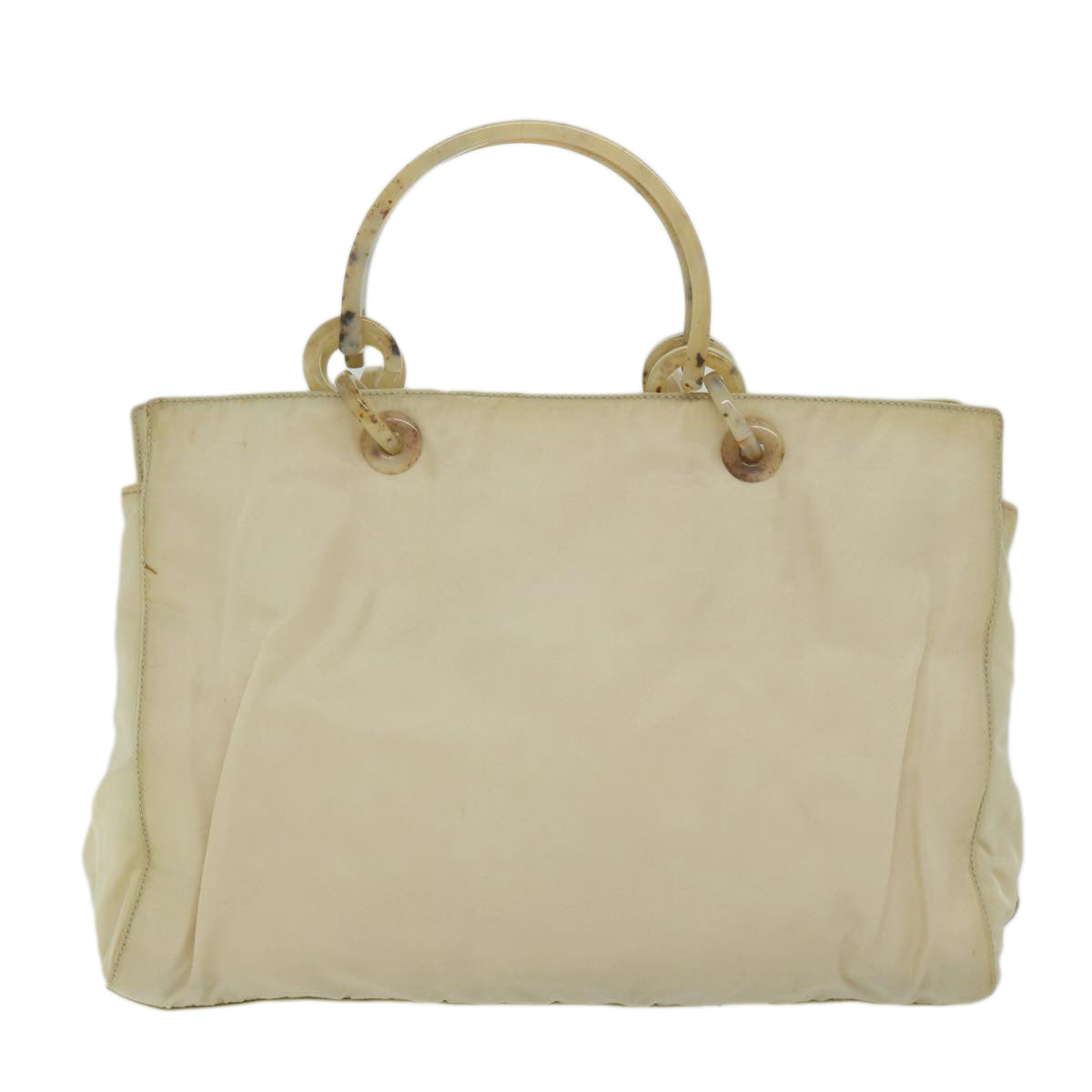 PRADA Hand Bag Nylon Beige Auth bs10883 - 0