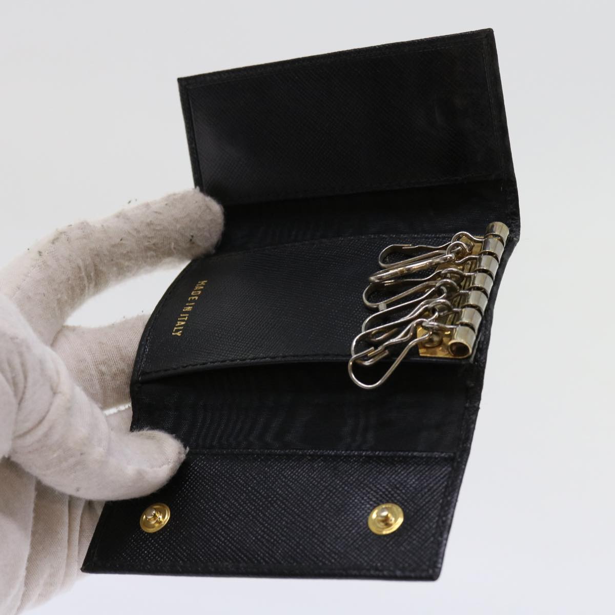 PRADA Card Case Key Case Leather 2Set Black Auth bs10887