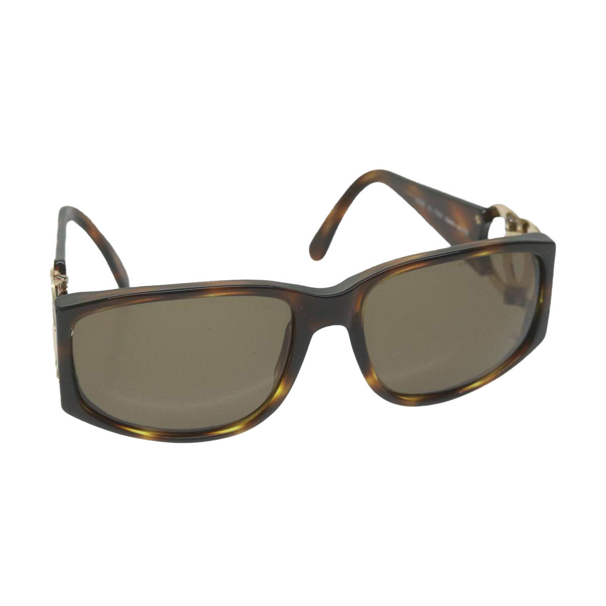CHANEL Sunglasses Plastic Black CC Auth bs10896
