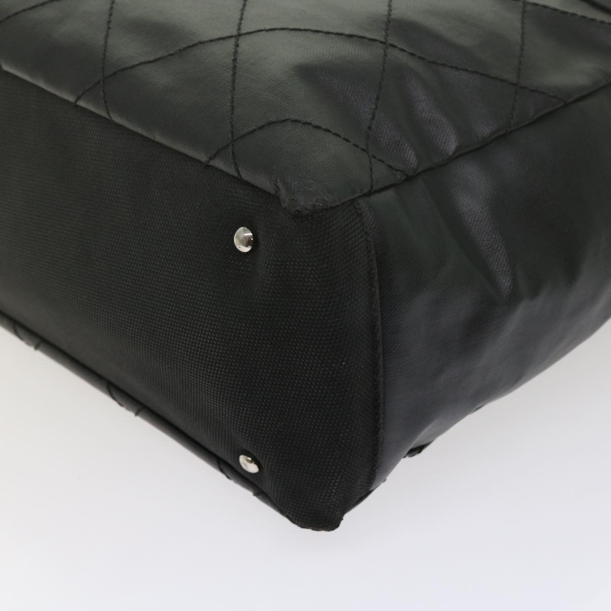 CHANEL Paris Biarritz MM Tote Bag Coated Canvas Black CC Auth bs10905